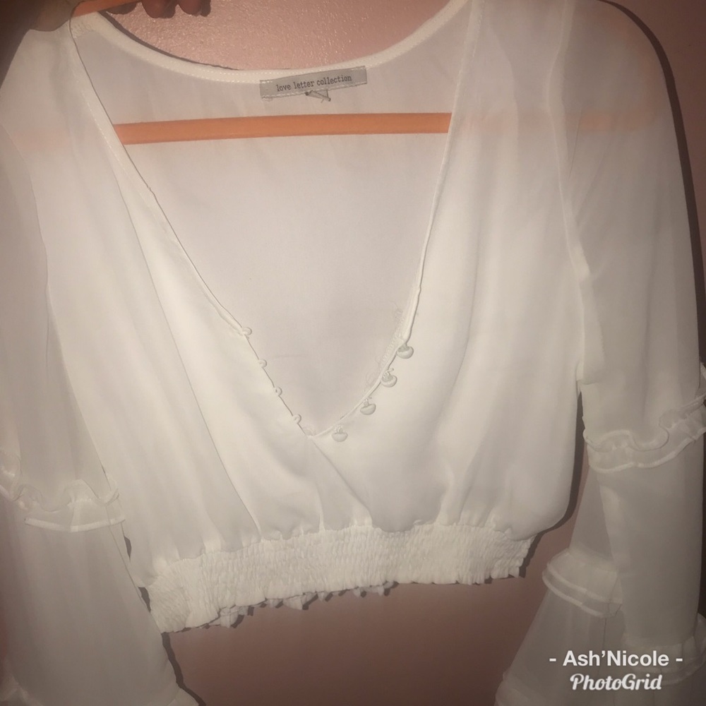 Chiffon white crop blouse top